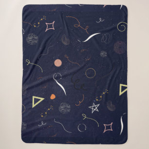 Navy Blue Starry Night Doodle Sharpa blanket