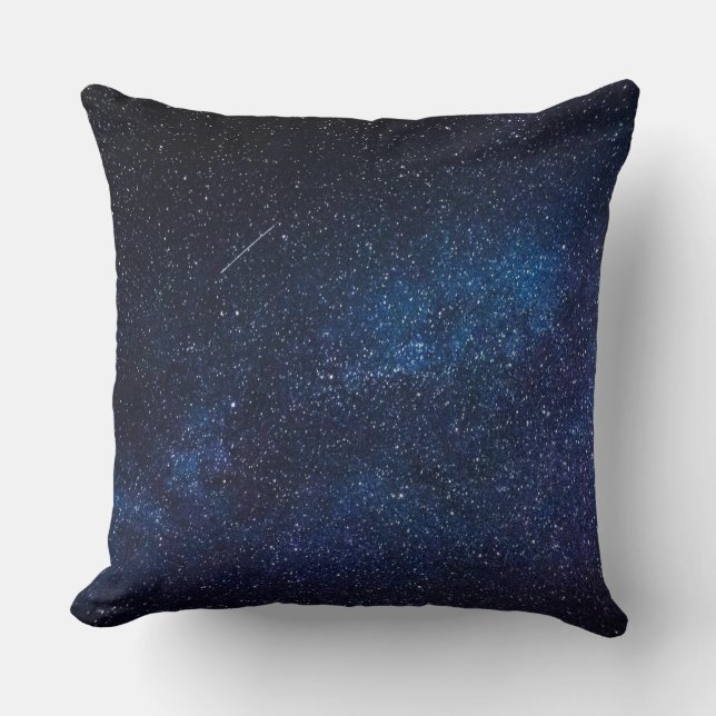 Navy Blue Starry Night sky Galaxy Photograph Cushion (Front)