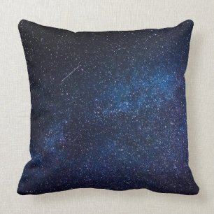 Navy Blue Starry Night sky Galaxy Photograph Cushion