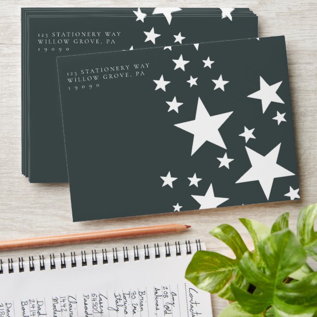 Navy Blue Stars Kids Self-Addressed RSVP  Envelope (Stacked)