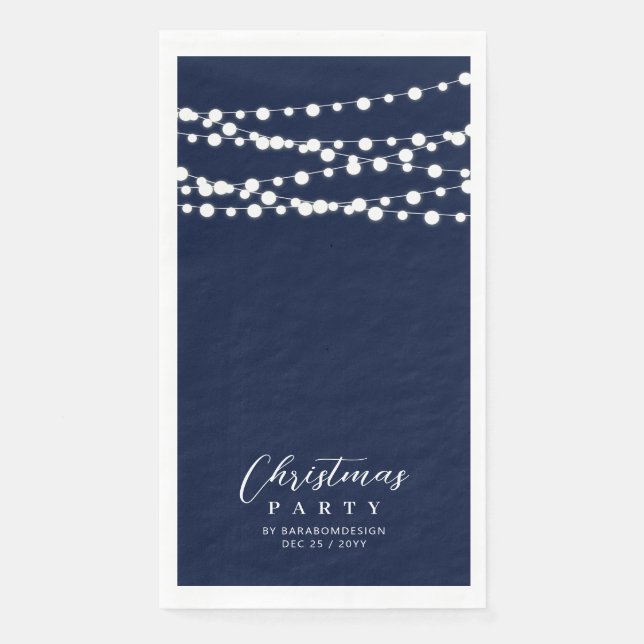 Navy Blue String Lights Elegant Cheers Event Napkin (Front)