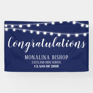 Navy Blue String Of Lights Congratulation Graduate Banner