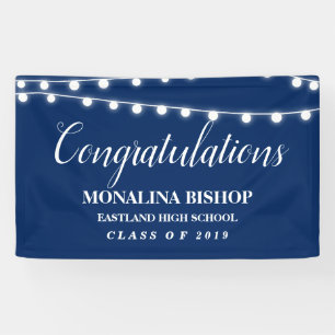 Navy Blue String Of Lights Congratulation Graduate Banner