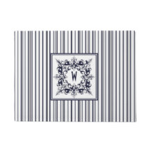 Navy Blue Stripe Vintage Label and Monogram