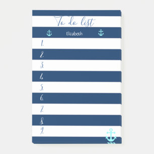 Navy Blue Striped, Anchor ,To do list Post-it Notes