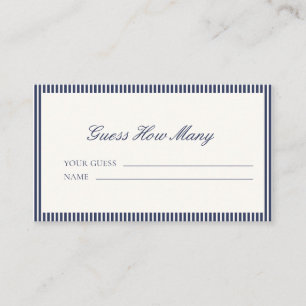Navy Blue Striped Baby Shower Guess How Many Card