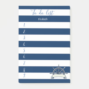 Navy Blue Striped,Boat Wheel To do list Post-it Notes
