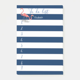 Navy Blue Striped, Flamingos ,To Do List Post-it Notes