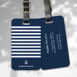 Navy Blue Striped Nautical Pattern Luggage Tag<br><div class="desc">Nice Design for Baggage label with a nice Nautic style patron with colors,  white and navy blue,  the design can be customized to the Frontal and the Rear with your Data.</div>