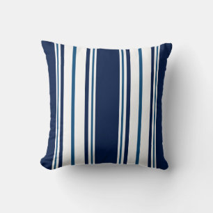 Navy Blue Striped Nautical Throw Pillow