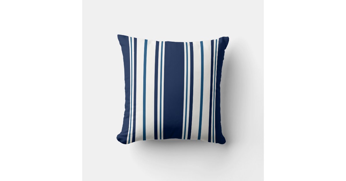 Navy Blue Striped Nautical Throw Pillow Zazzle