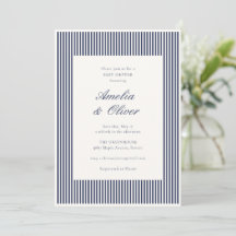 Navy Blue Striped Preppy Couples Baby Shower