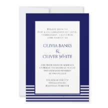 Navy Blue Striped - Wedding Invitation