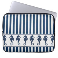 Navy Blue Stripes and Sea Horses