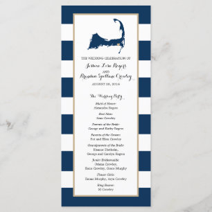Navy Blue Stripes Cape Cod Map Ceremony Program