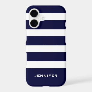 Navy Blue Stripes Changeable White Background