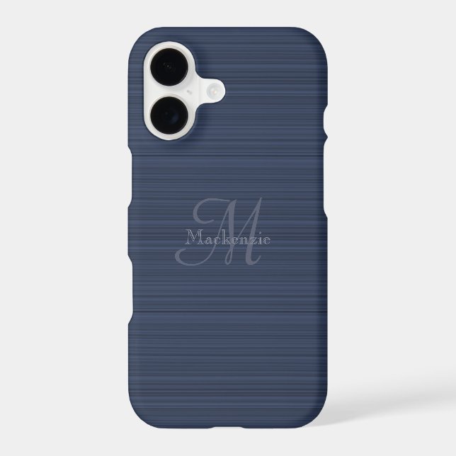Navy Blue Stripes Custom Monogram Name (Back)