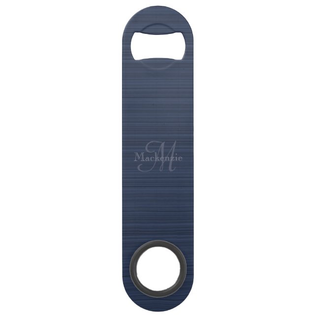 Navy Blue Stripes Custom Monogram Name Minimalist (Front)