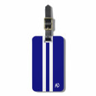 Navy Blue Stripes Monogram Luggage Tag for Men