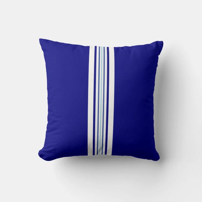 navy blue stripes motif cushion (Front)
