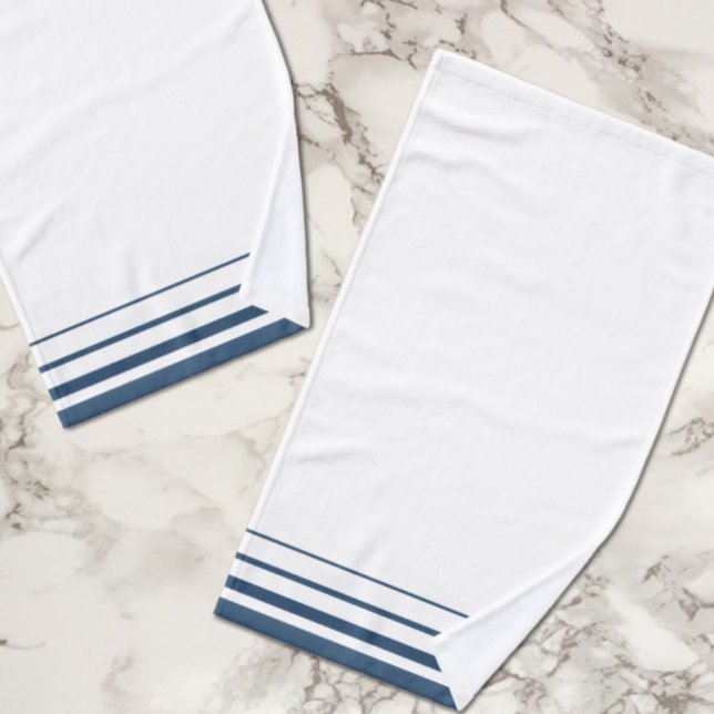 Navy Blue Stripes Rustic Hand Towel (Creator Uploaded)