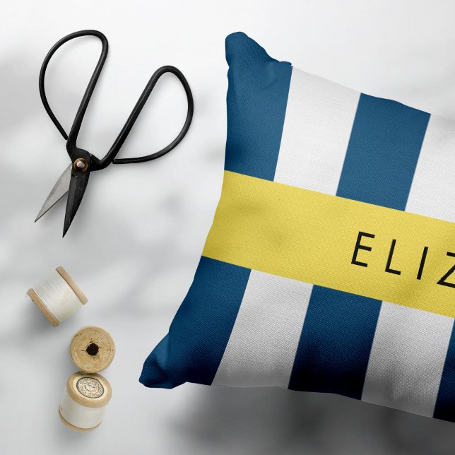 Navy Blue Stripes, Striped Pattern, Your Name Pillowcase (Creator Uploaded)