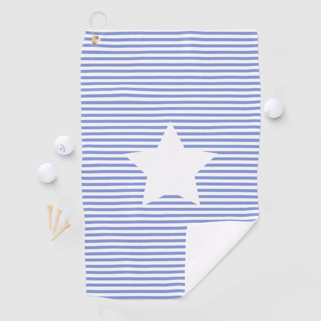 Navy Blue Stripes & White Star Golf Towel (InSitu)
