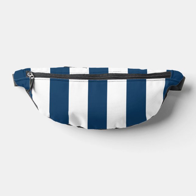 Navy Blue Stripes, White Stripes, Striped Pattern Bum Bags (Lay Down)