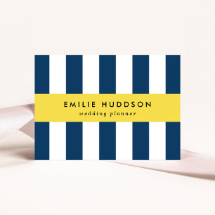 Navy Blue Stripes, White Stripes, Striped Pattern Business Card