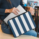 Navy Blue Stripes, White Stripes, Striped Pattern Laptop Sleeve<br><div class="desc">Elegant,  stylish and sophisticated stripes in navy blue and white colour. Modern and trendy gift,  perfect for the stripes lover in your life.</div>