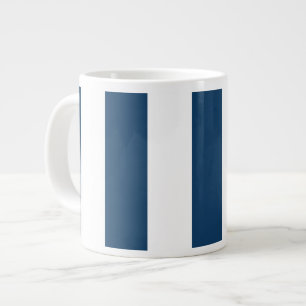 Navy Blue Stripes, White Stripes, Striped Pattern Large Coffee Mug