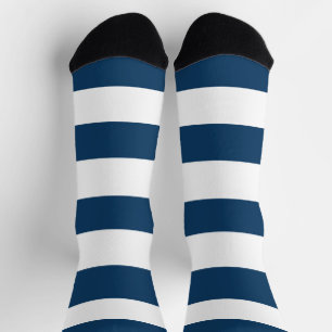 Navy Blue Stripes, White Stripes, Striped Pattern Socks