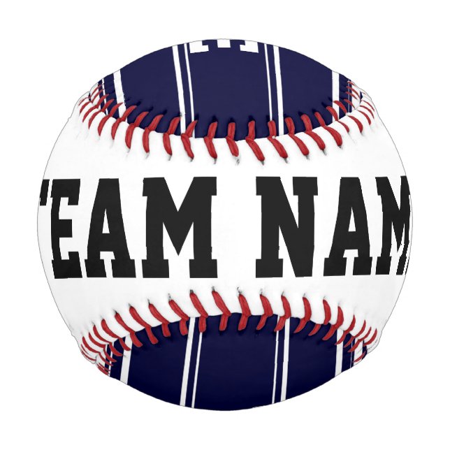 Navy Blue Stripes With Custom Monogram Baseball (Front)