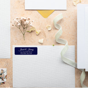 Navy Blue Stylised Name Wedding Address Return Address Label