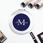 Navy Blue Stylised Wedding Bridesmaid Monogram Compact Mirror<br><div class="desc">A personalised compact mirror for your wedding bridesmaid or maid of honour that has her initial and name stylised on a trendy,  navy blue colour background. Edit to replace initial and name. Select your compact mirror style. Available in many,  popular bridesmaid wedding colour schemes.</div>