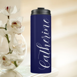Navy Blue Stylised Wedding Bridesmaid Thermal Tumbler