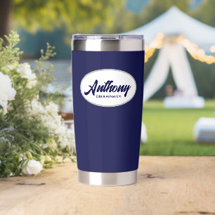 Navy Blue Stylised Wedding Groomsman Insulated Tumbler