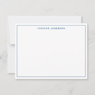 Navy Blue Stylish Classic Typography Thin Border Card