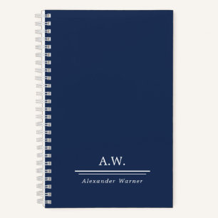 Navy Blue Stylish Monogram & Name Notebook
