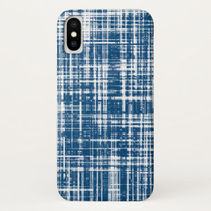 Navy Blue Stylish Stripe Pattern iPhone X Case