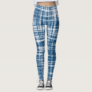 Navy Blue Stylish Stripe Pattern Leggings