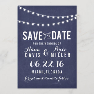 Navy Blue Summer String Light Save The Date