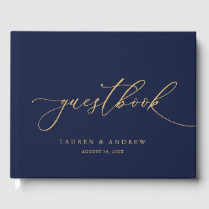 Navy Blue & Sunflower Gold 1 Wedding Guestbook