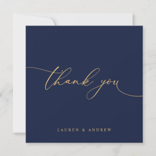 Navy Blue & Sunflower Gold Wedding Thank You Card
