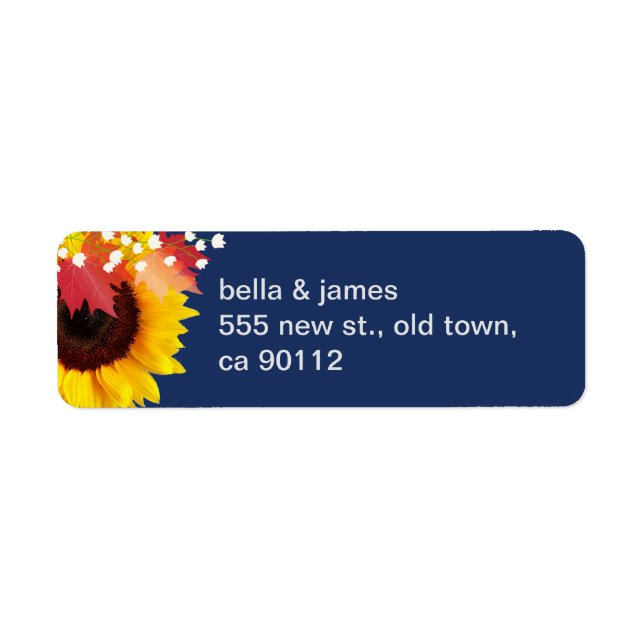 Navy Blue Sunflower Return Address Labels (Front)