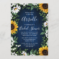Navy Blue Sunflower Rustic Country Bridal Shower