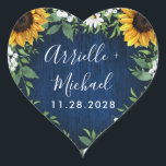 Navy Blue Sunflower Rustic Wedding Favours Sticker<br><div class="desc">Navy Blue Sunflower Rustic Wedding Favours Stickers - feature a barn wood background decorated with watercolor daisies,  sunflowers,  greenery,  baby's breath,  and lily of the valley.</div>