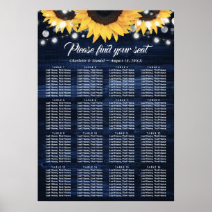 Navy Blue Sunflower Wedding Seating Chart 16