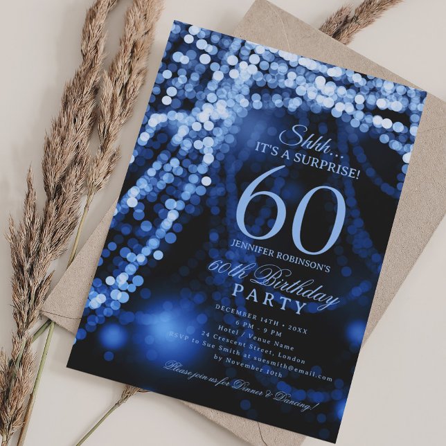 Navy Blue | Surprise 60th Birthday Party  Invitation (Navy Blue | Surprise 60th Birthday Party Invitation)