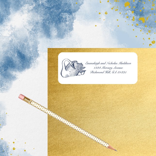 Navy Blue Swan Return Address Return Address Label (Creator Uploaded)